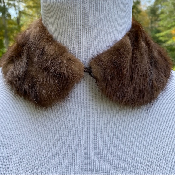 Vintage Accessories - VINTAGE MINK COLLAR FUR ACCESSORY BROWN WRAP LUXURY Hook Eye MOB WIFE